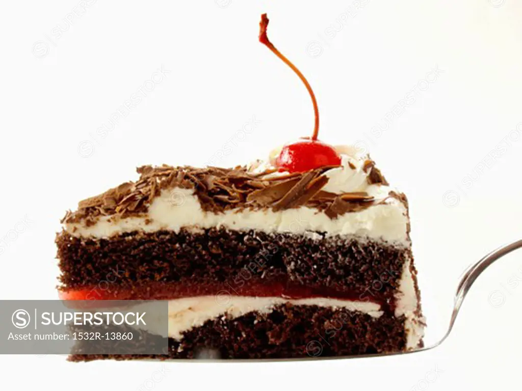 Slice of Black Forest Cake on a Cake Server