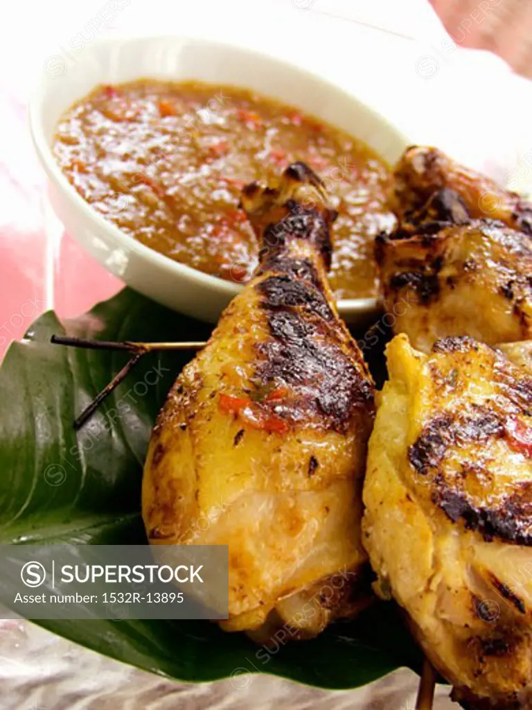 Barbecued Chicken Pieces with Dipping Sauce