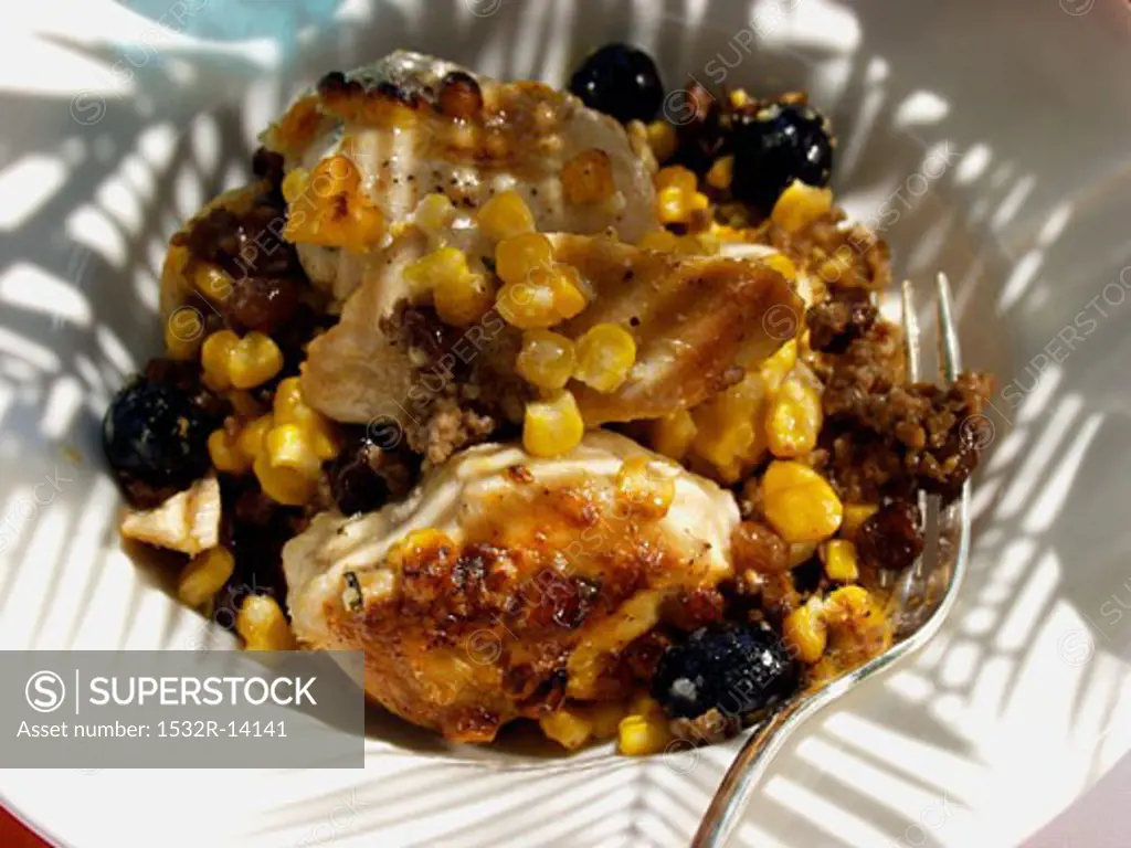 Chicken Pieces with Beef and Corn
