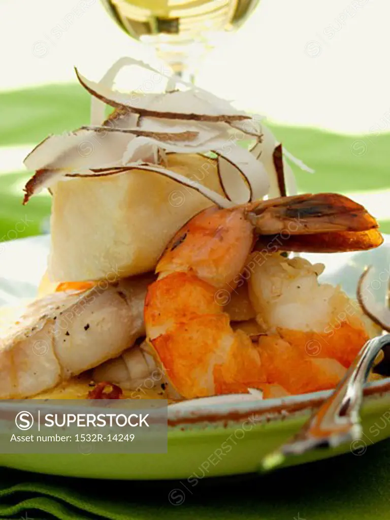 Caribbean Shrimp and Halibut in a Coconut Sauce