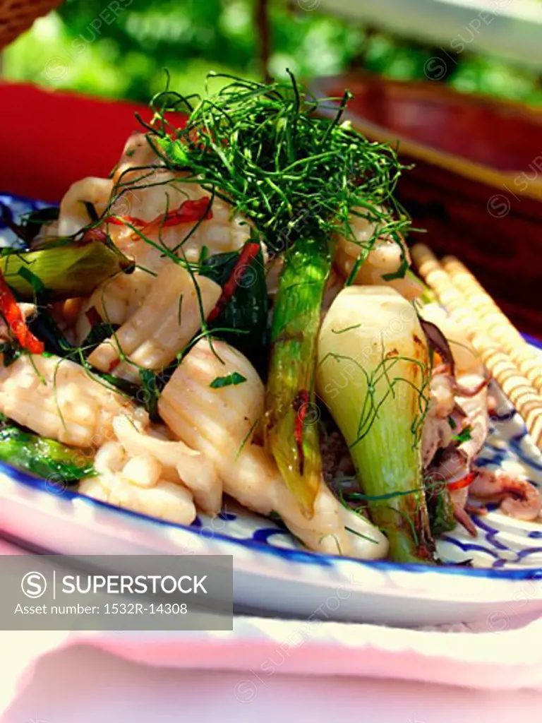 Cuttlefish with spring onions and lemon grass