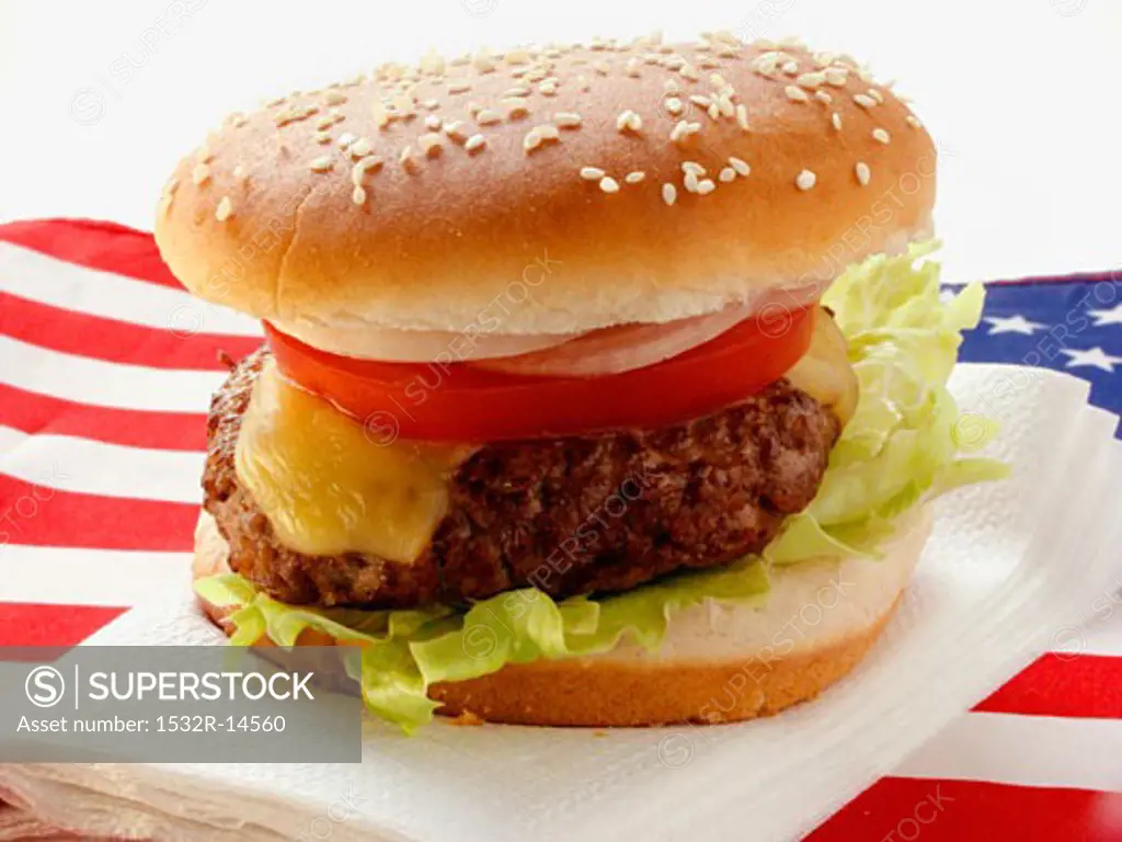 Hamburger on American flag