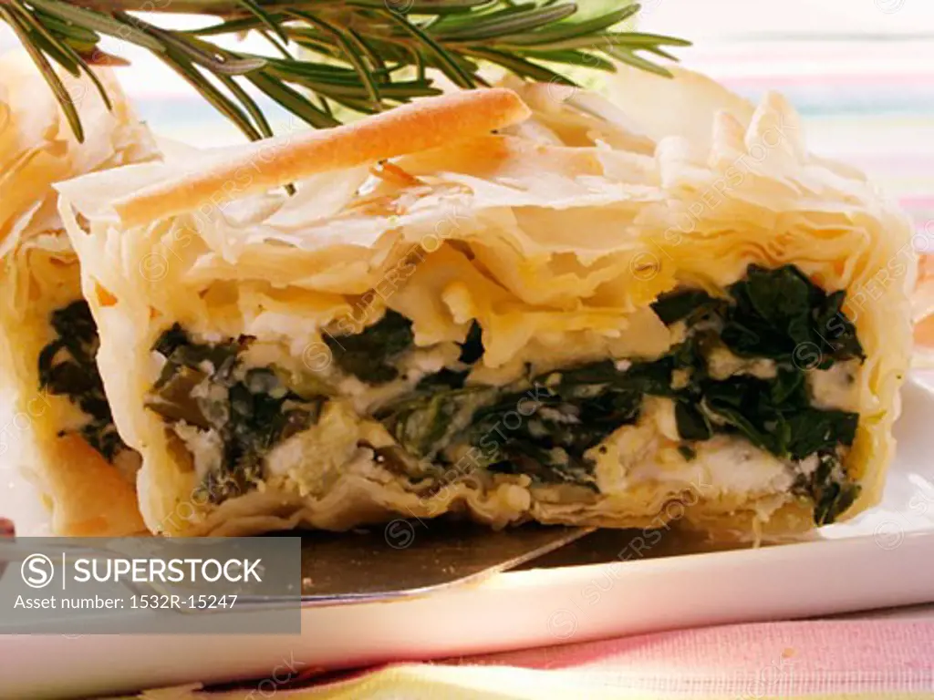 Puff pastry spinach pie with sheep's cheese & rosemary