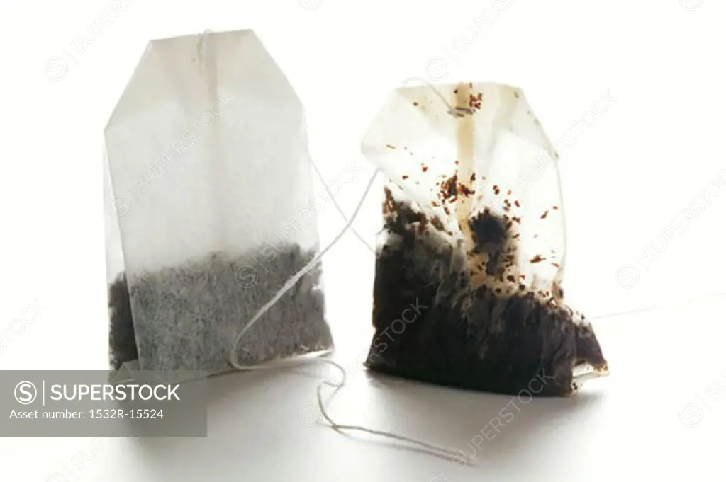 A used and an unused tea bag