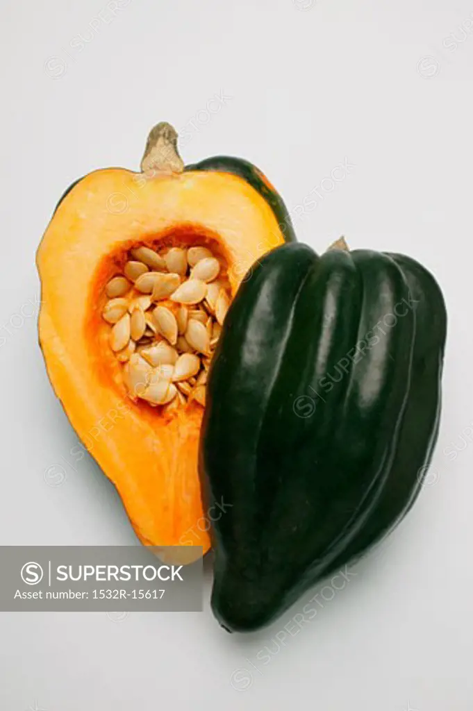 Acorn squash with seeds, halved