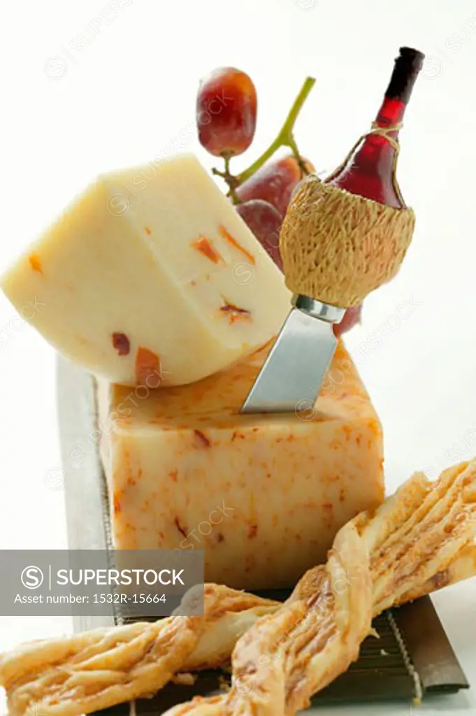 Great Midwest Habanero Jack cheese with cheese knife & biscuits