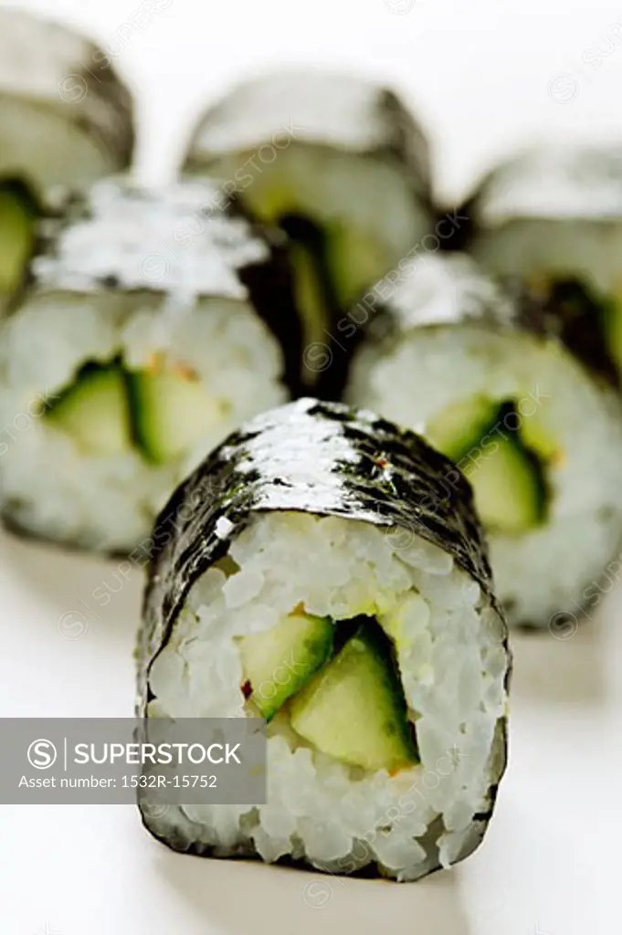 Maki sushi with cucumber (detail)