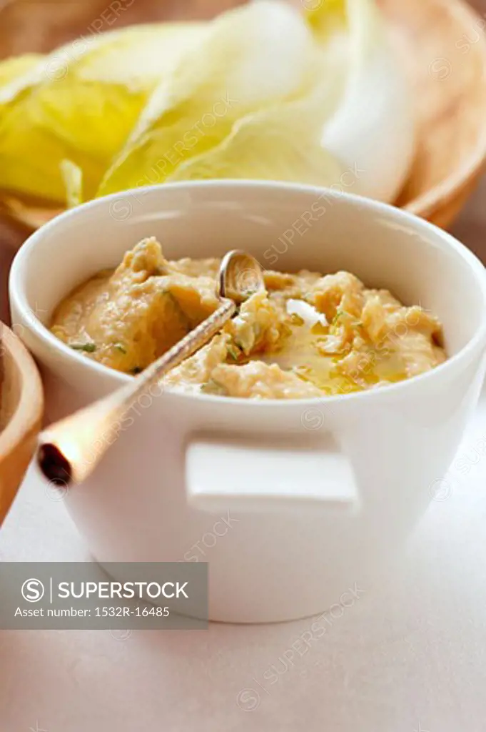 Hummus (chick-pea dip) and chicory