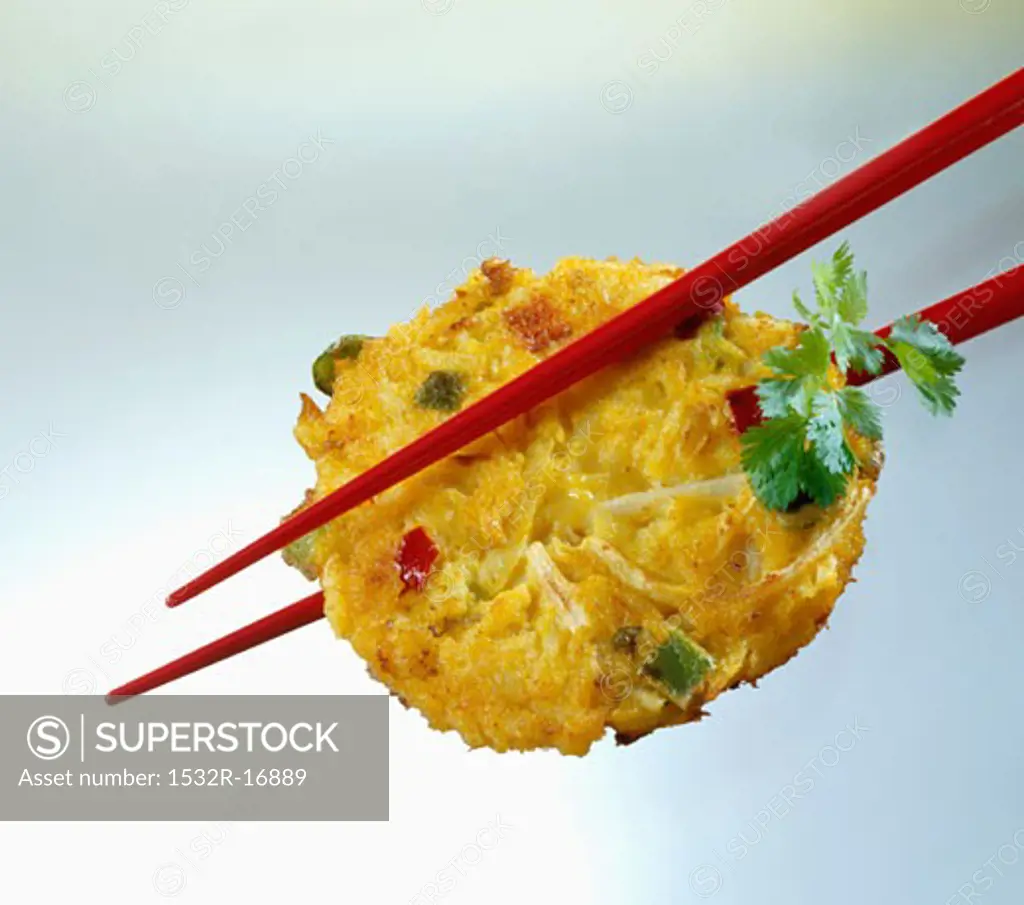 Rosti with chili, bamboo shoots, courgettes and peppers