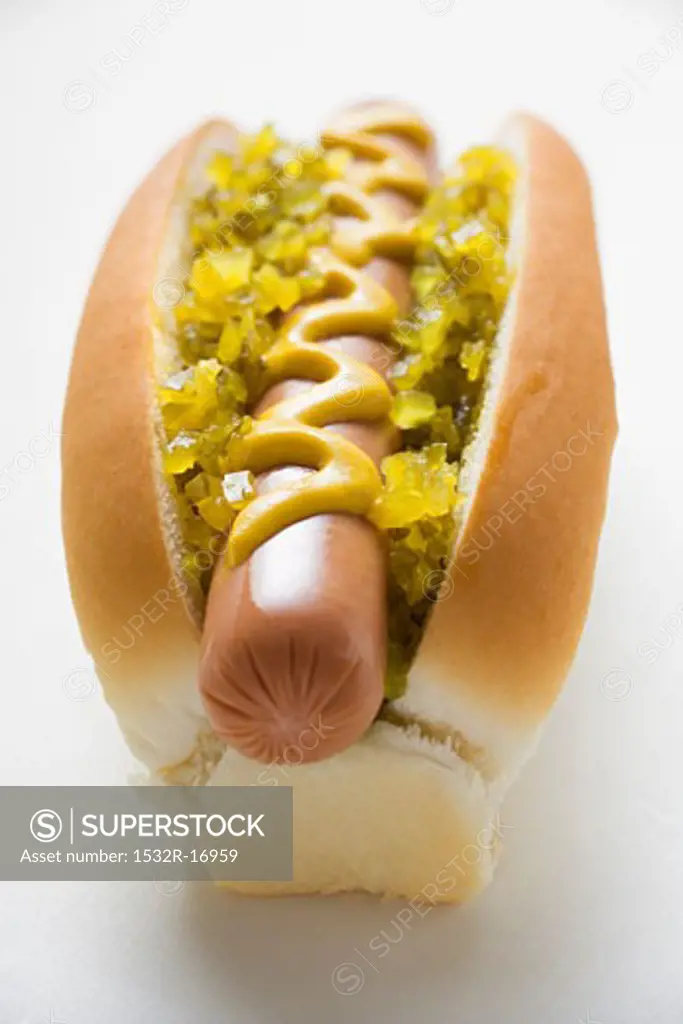 Hot dog with relish and mustard