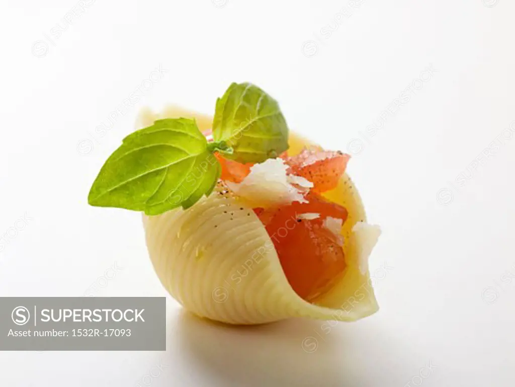 Pasta shell filled with tomato and Parmesan