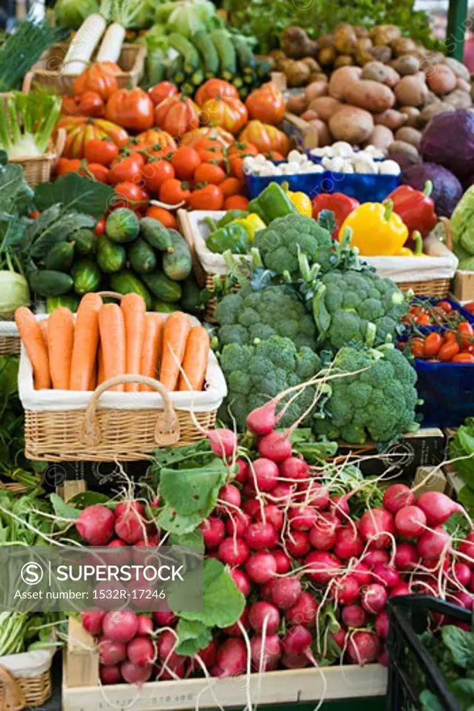 Market stall with various kinds of vegetables