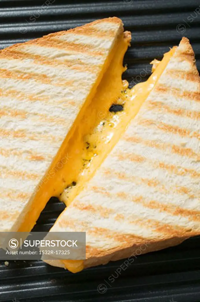 Toasted cheese sandwiches on grill plate