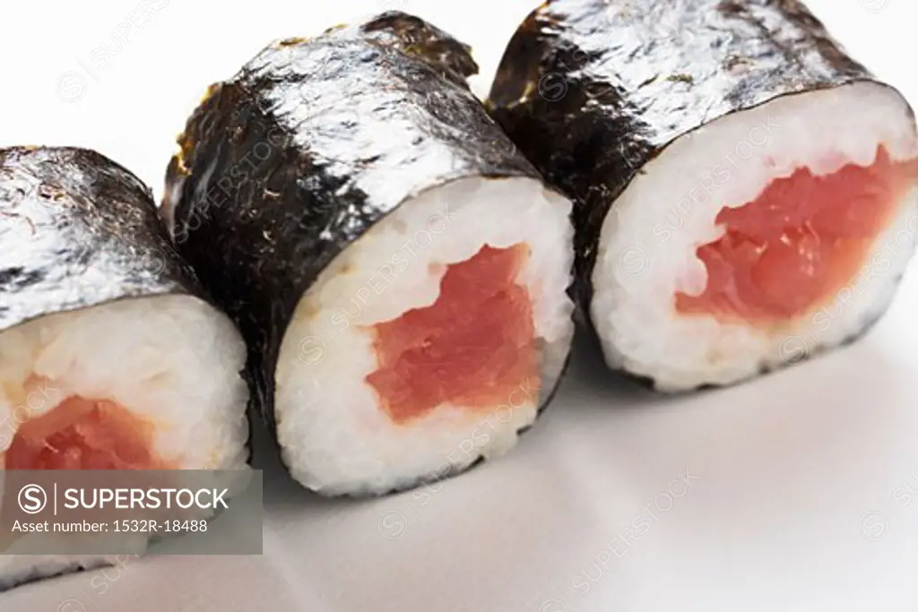 Three maki sushi with tuna