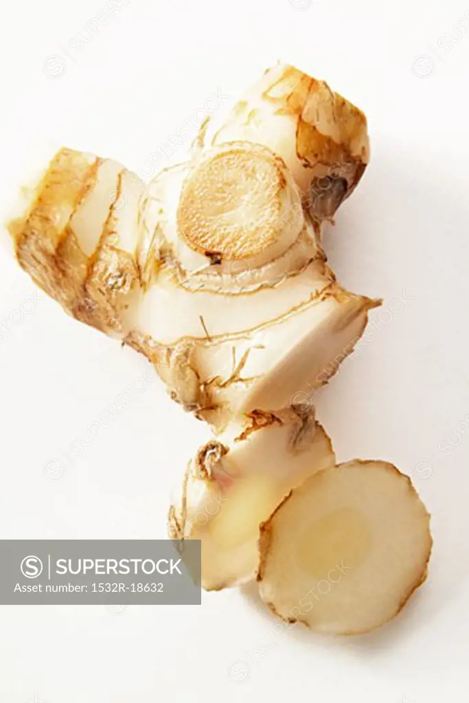 Galanga root, partly sliced
