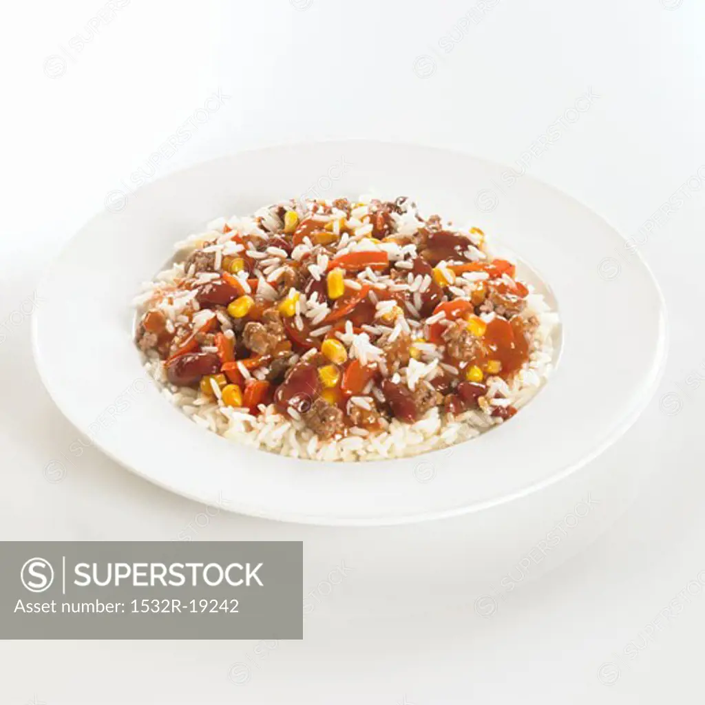 Chili con carne on rice