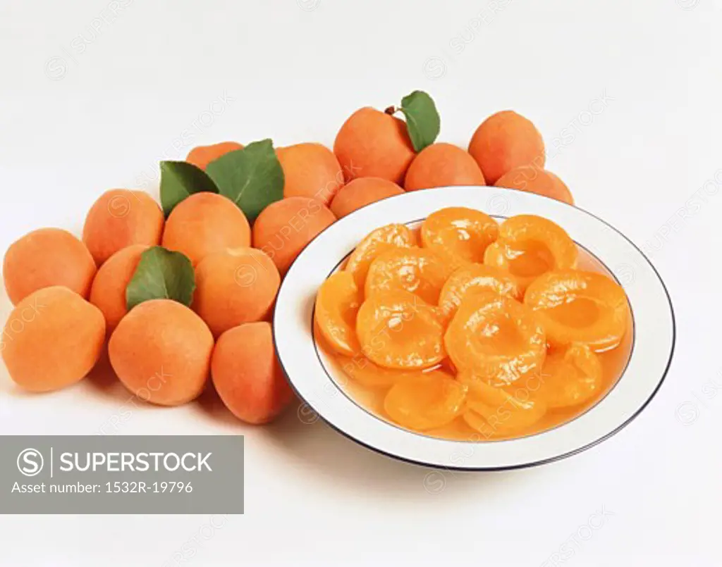 Apricot compote and fresh apricots