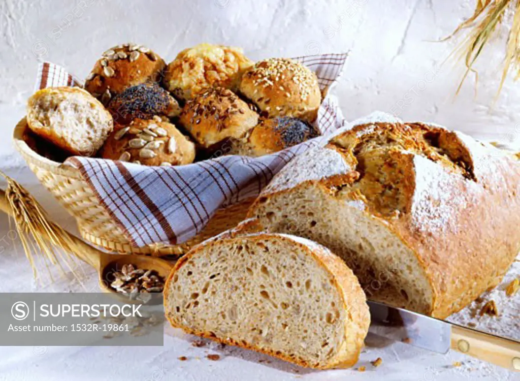 Granary bread and assorted rolls