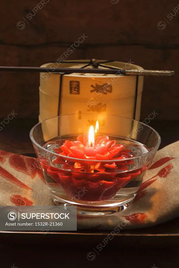 Floating flower candle, bamboo steamer
