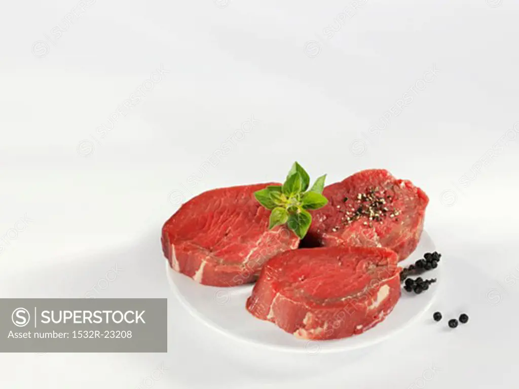 Three beef fillet steaks