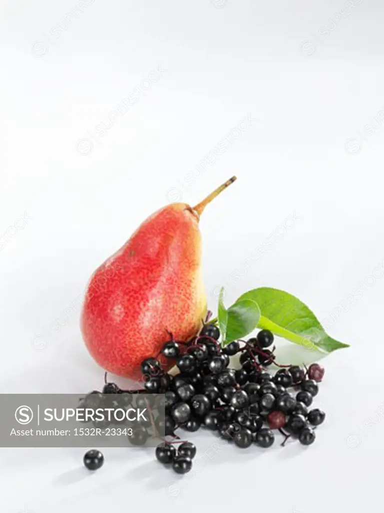 A pear and elderberries