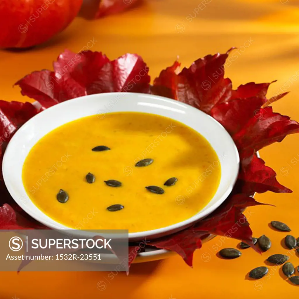 Styrian pumpkin soup with pumpkin seeds