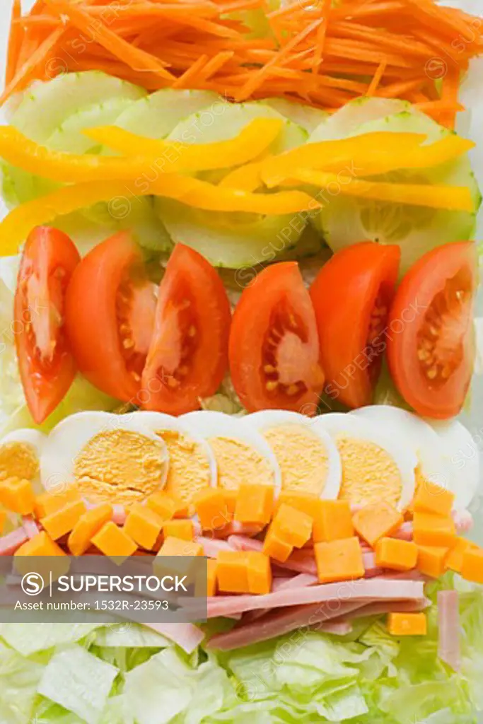 Salad platter with ham and egg