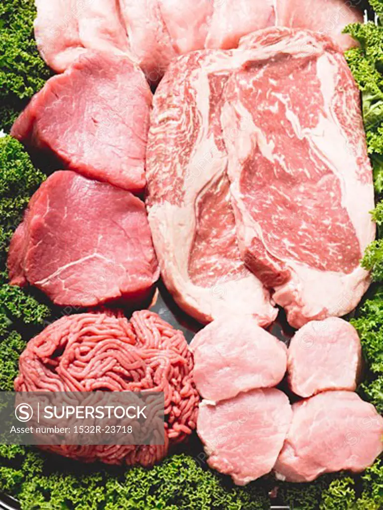 Various types of meat for pan-frying