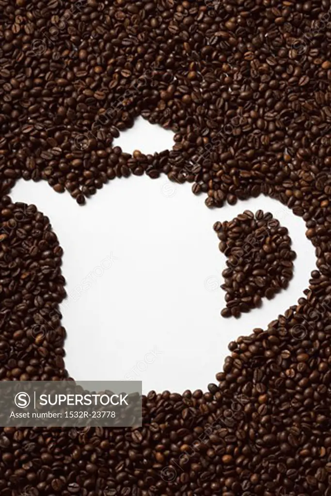 Coffee beans in shape of a coffee pot