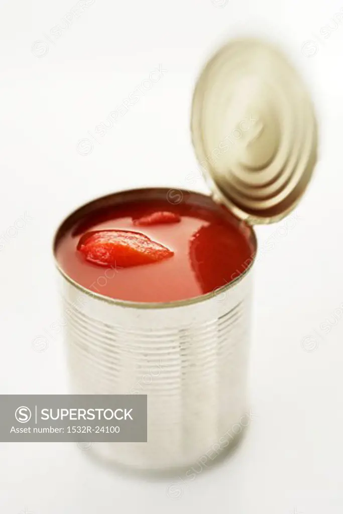 Opened tin of tomatoes