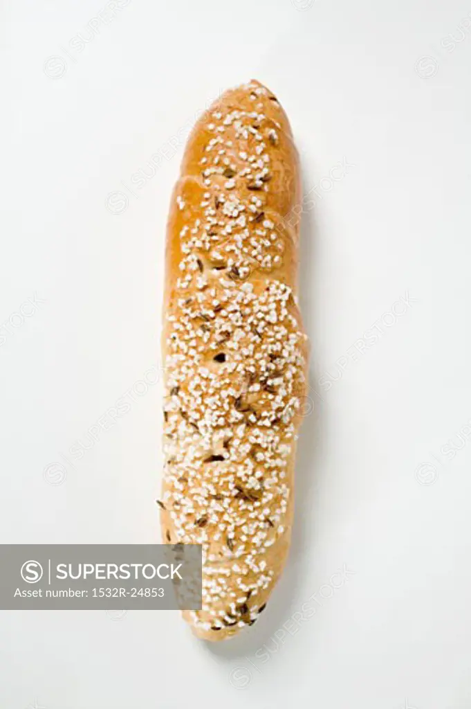 Salted pretzel stick with caraway