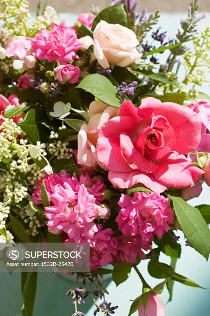 Bouquet of summer flowers with roses