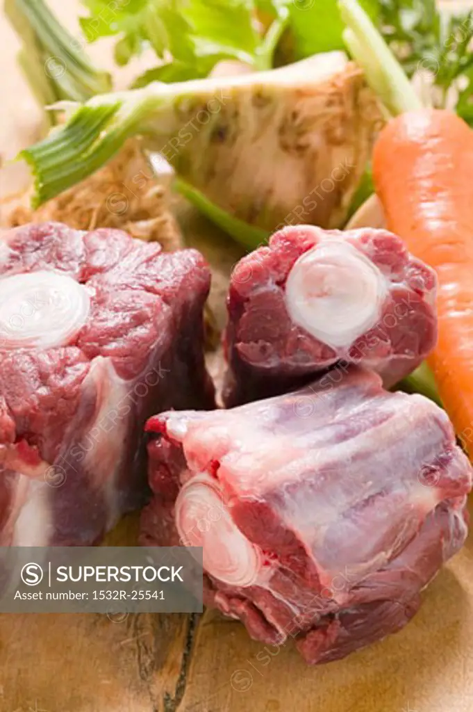 Oxtail and fresh soup vegetables