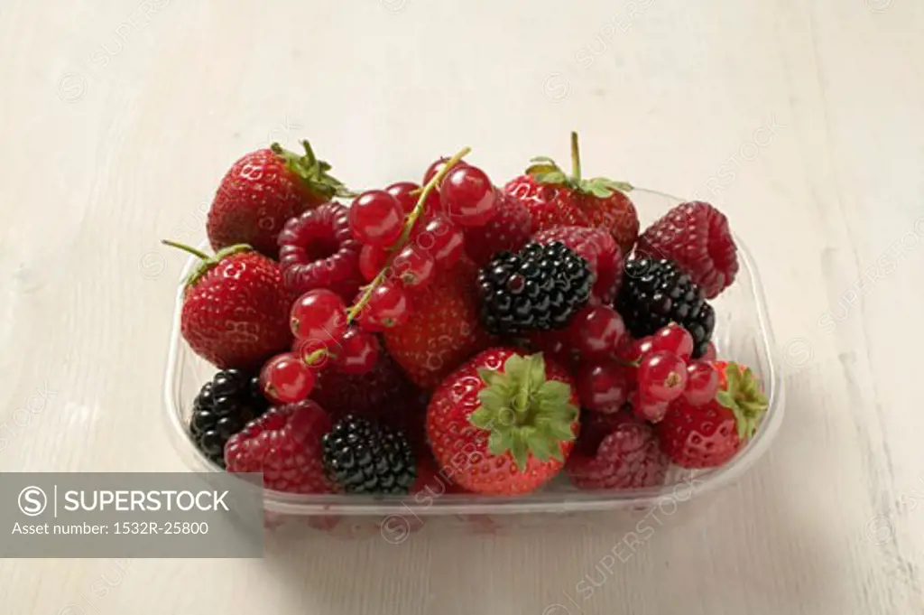 Mixed berries in plastic punnet