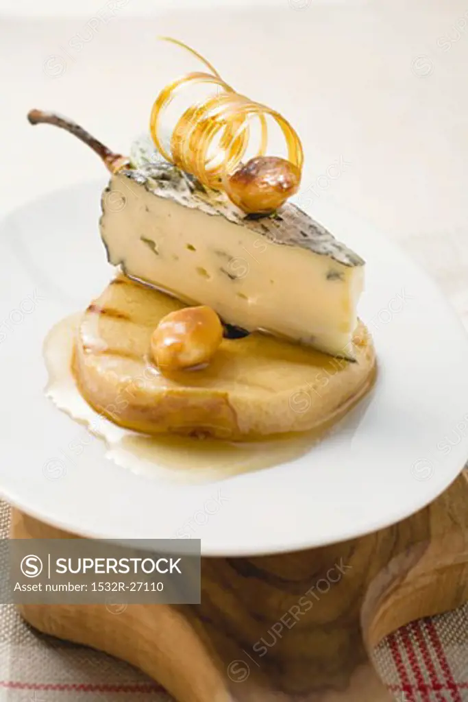 Rochebaron with grilled pear and caramel