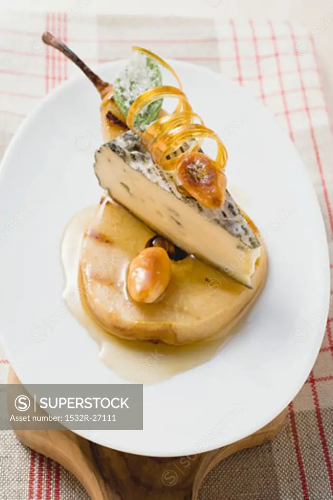 Rochebaron with grilled pear and caramel