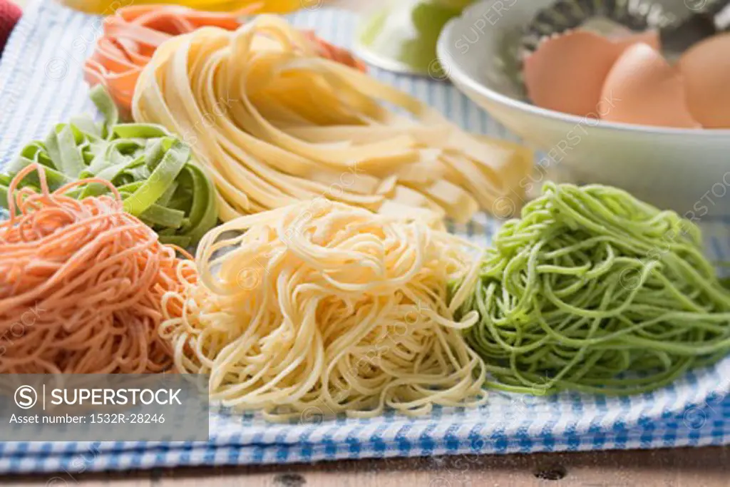 Home-made pasta with ingredients