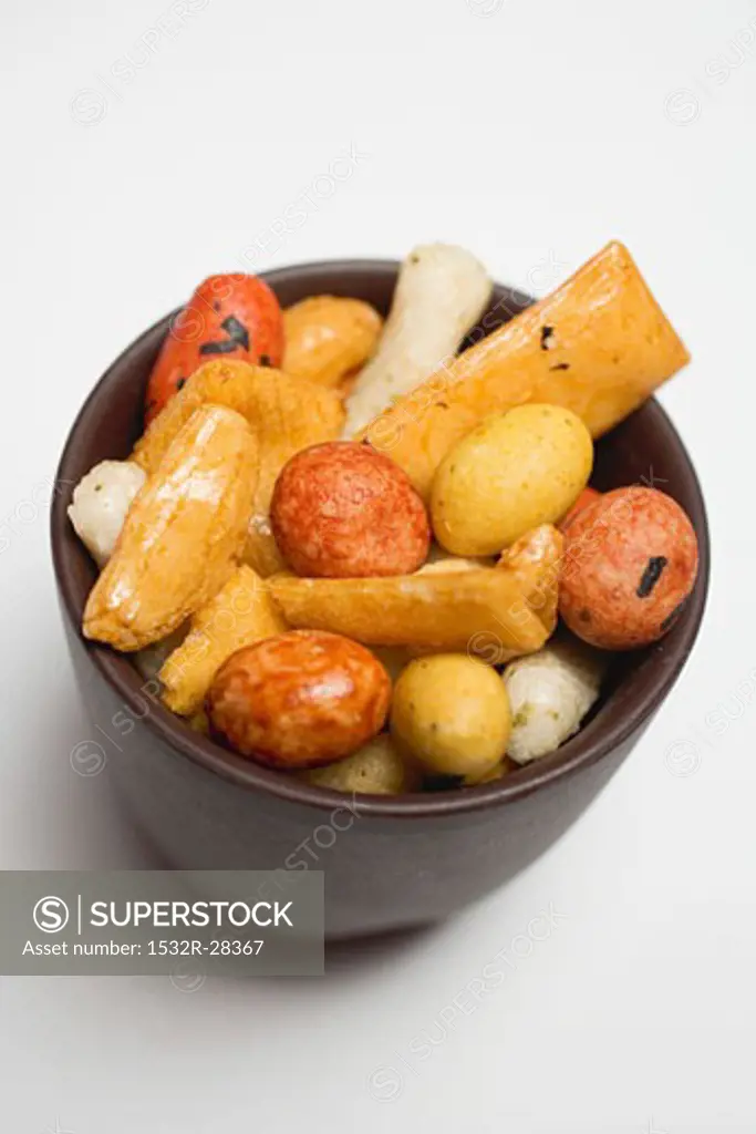 Nibbles from Japan in small brown bowl
