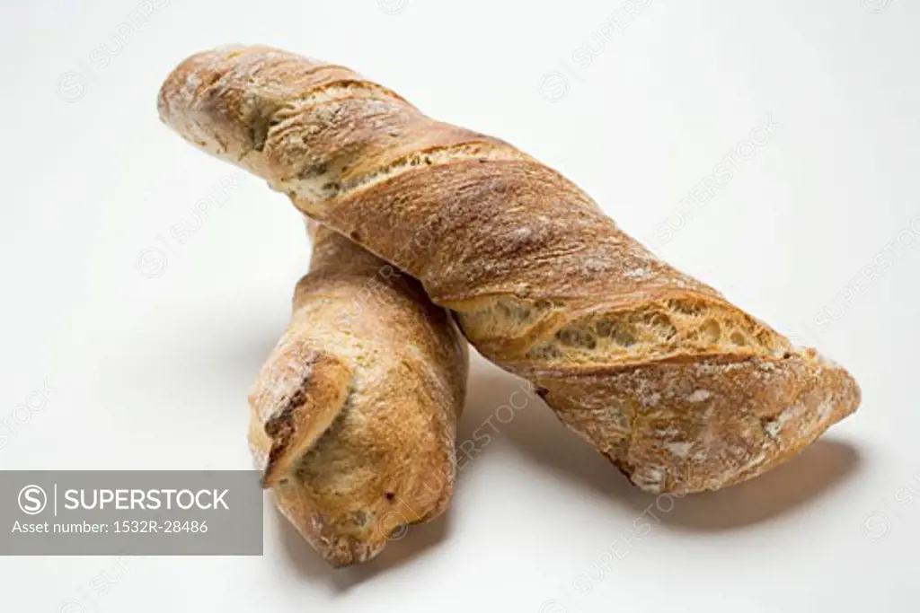Two rustic baguettes
