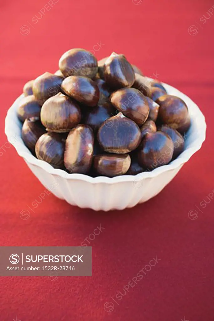 Chestnuts in white bowl