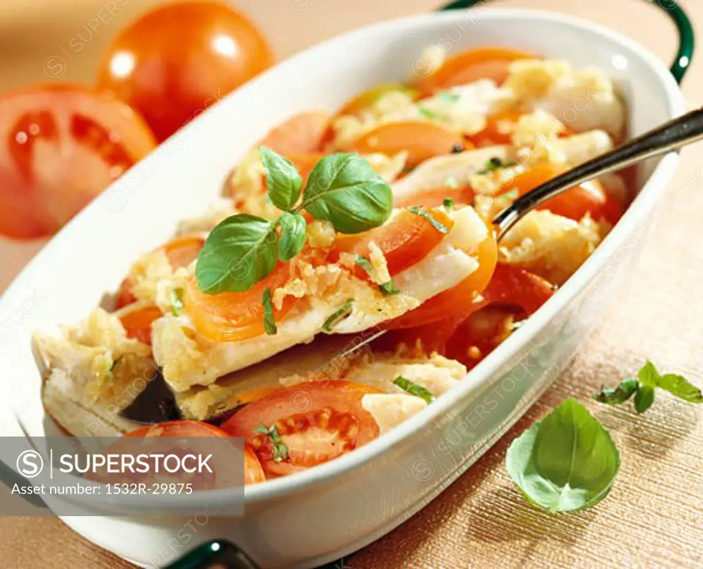 Cod and tomato bake with basil