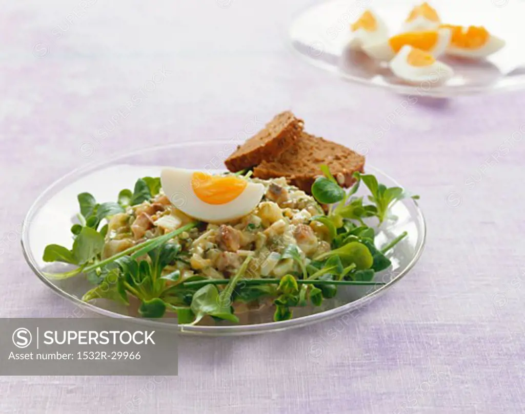 Matjes herring tartare with egg and corn salad