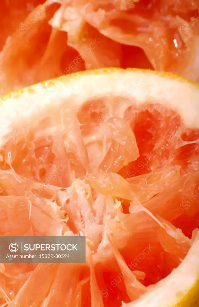 Pink grapefruit with the flesh scooped out