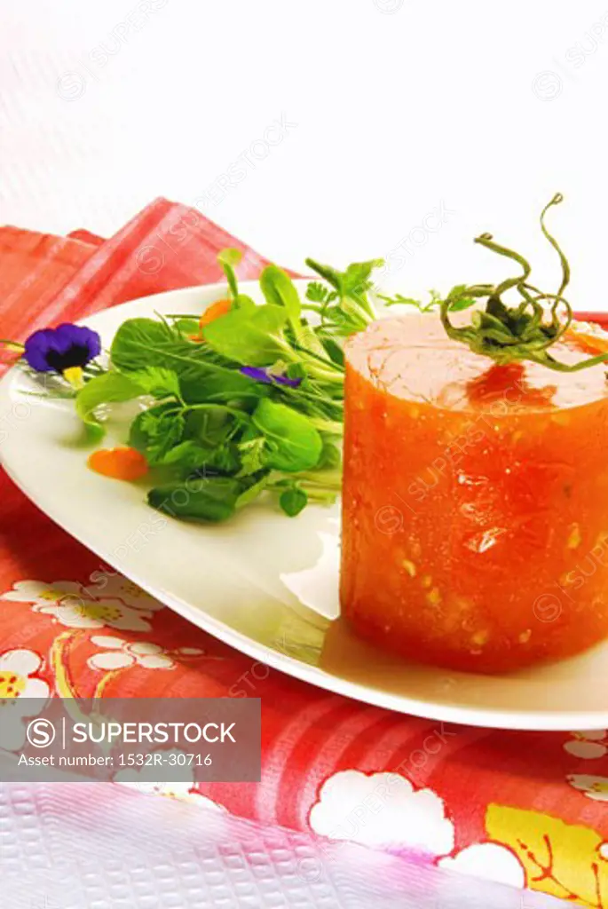 Tomato parfait with salad