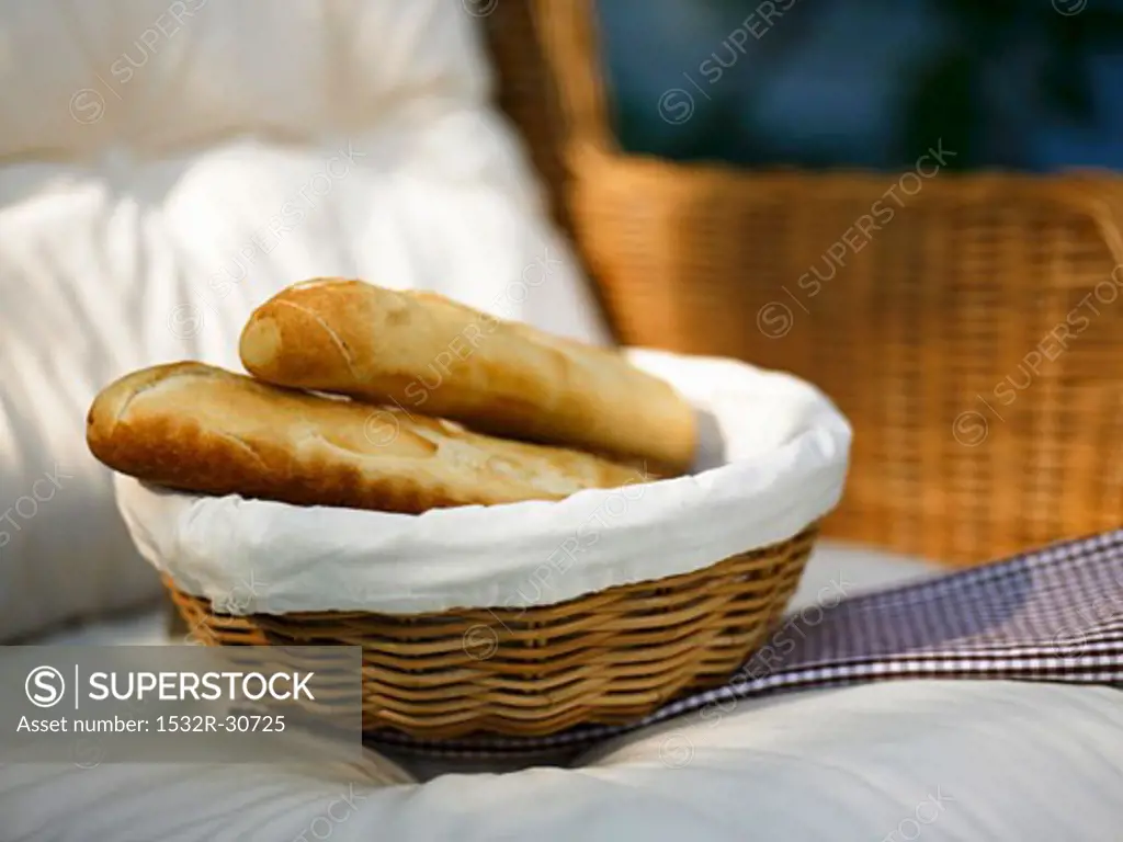 Baguettes in bread basket