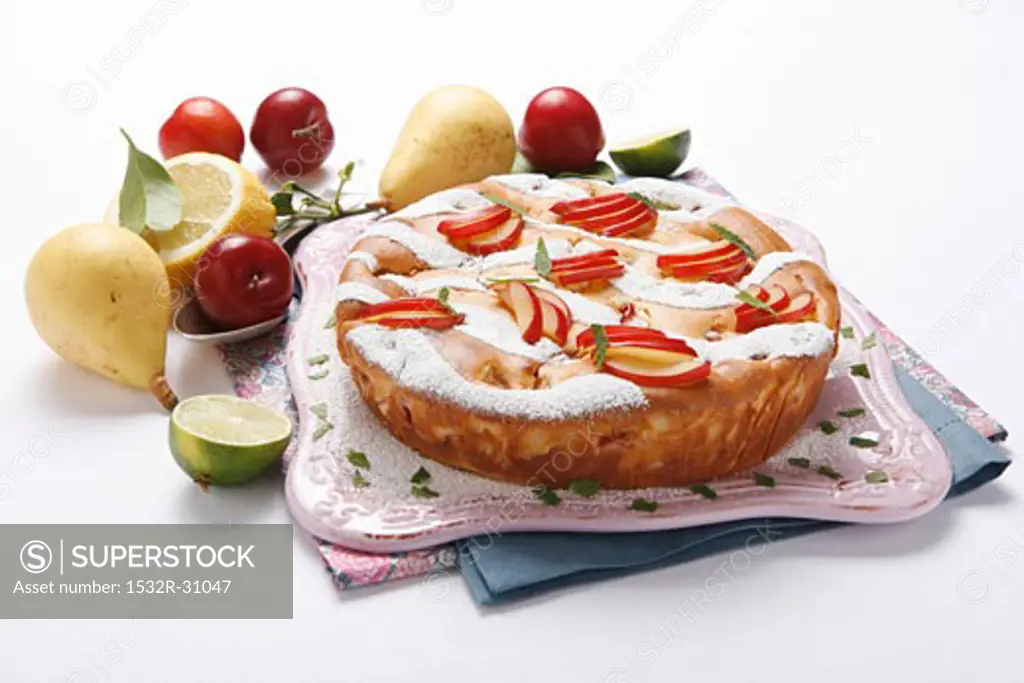 Pear and plum cake