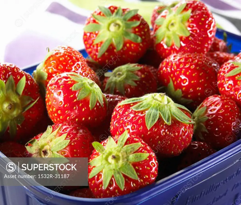 Fresh strawberries in a plastic punnet