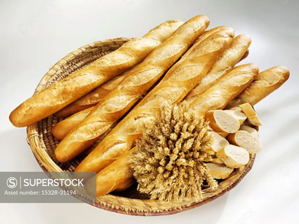 Baguettes in a bread basket