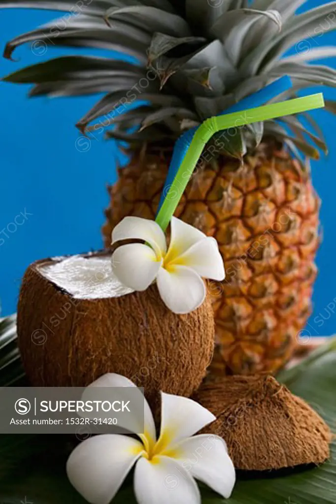 Piña Colada in hollowed-out coconut