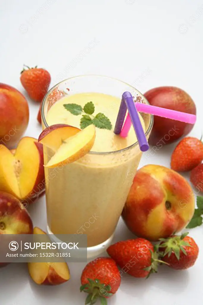 Nectarine and strawberry shake